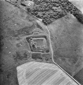 Oblique aerial view centred on castle from N.