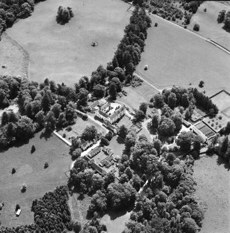 Oblique aerial view of Maxwelton House, taken from the NNW, centered on the house.