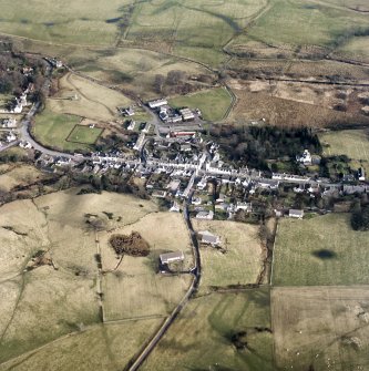 Oblique aerial view centred on town from E.