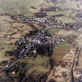 Oblique aerial view centred on burgh from SE.