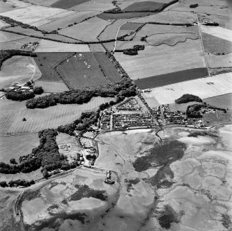 Garlieston, oblique aerial view, taken from the E, centred on the village and harbour.