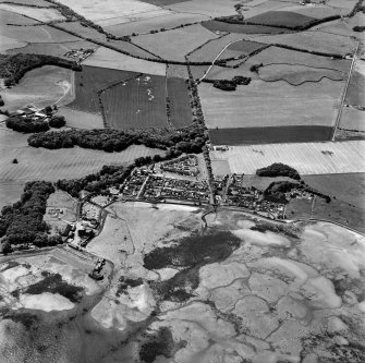 Garlieston, oblique aerial view, taken from the ENE, centred on the village and harbour.