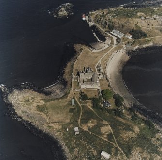 Inchcolm Island, oblique aerial view, taken from the SW, centred on Inchcolm Abbey.