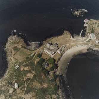 Inchcolm Island, oblique aerial view, taken from the SW, centred on Inchcolm Abbey.