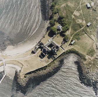 Inchcolm Island, oblique aerial view, taken from the NE, centred on Inchcolm Abbey.