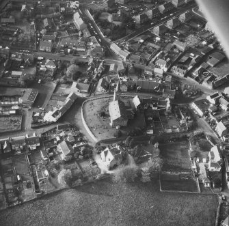 Aerial view from East of St Drostan's Parish Church and its environs.