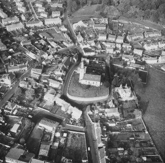 Aerial view from South of St Drostan's Parish Church and its environs.