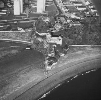 Aerial view from South of Ravenscraig Castle. Includes Pathhead tower blocks.