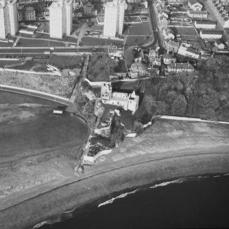Aerial view from South of Ravenscraig Castle. Includes Pathhead tower blocks.