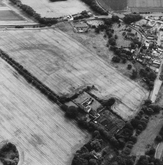 Aerial view of Innergellie House, Walled Garden, Doocot, East Lodge and Gatepiers and Kilrenny.