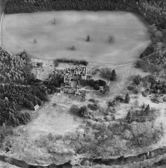 Aerial view of Crawford Priory, taken from the NW.