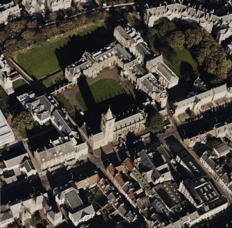 Oblique aerial view centred on the college and church, taken from the SSW.