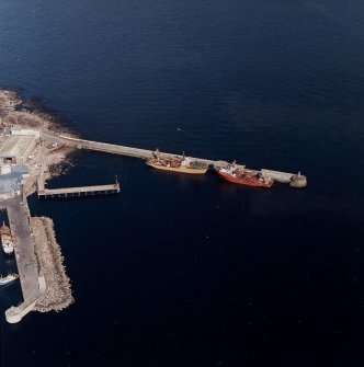 Oblique aerial view of the beacon and the north breakwater, taken from the WNW.