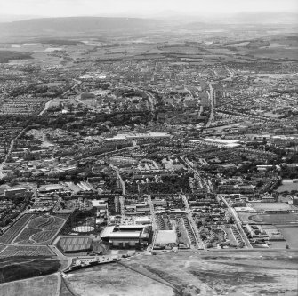 Aberdeen, City Centre and Pittodrie Football Ground.
Aerial view.