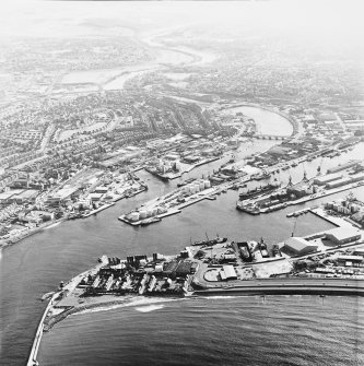 Aberdeen Harbour, oblique aerial view, taken from the NNW.