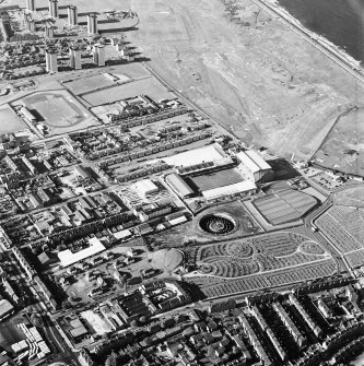 Aberdeen, Pittodrie Park Stadium.
Oblique aerial view from S-S-W.