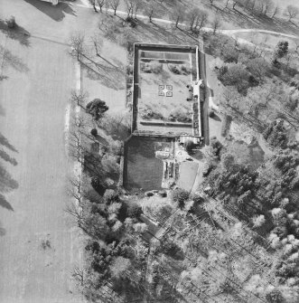 Oblique aerial view of the walled garden, taken from the ENE.