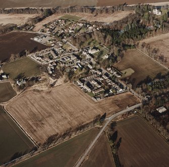 Oblique aerial view of the village taken from the SSW.