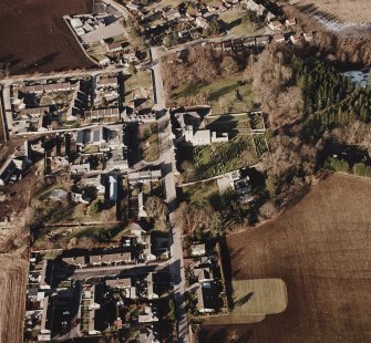 Oblique aerial view of the church and burial-ground taken from the S.