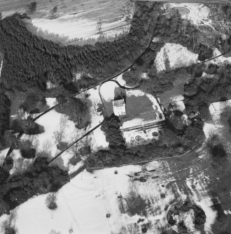 Oblique aerial view centred on Udny Castle and gardens taken from the S.