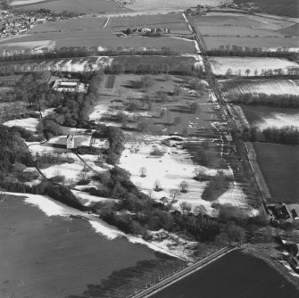 Oblique aerial view centred on Udny Castle and gardens taken from the WSW.