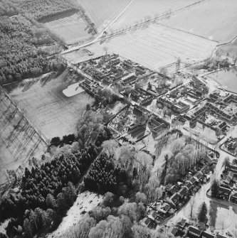 Oblique aerial view of the church and burial-ground taken from the NE.