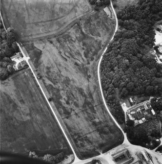 Aerial view from South showing Gordon Castle laundry cottages, kennels and cropmarks