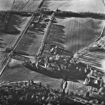 Aboyne, Aboyne Castle, Home Farm, Mains of Aboyne, Garden House, Enclosure.
Oblique aerial view.
