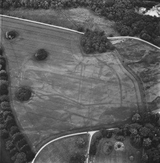 Aerial view showing Gordon Castle fountain and cropmarks