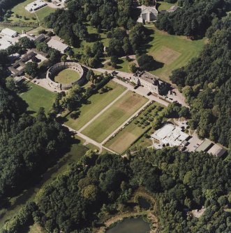 Oblique aerial view centred on the school, taken from the ESE.
