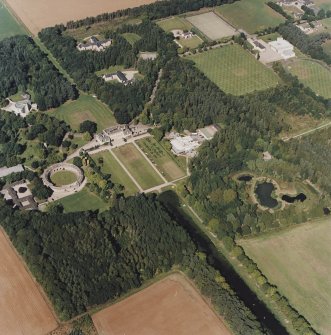 Oblique aerial view centred on the school, taken from the S.