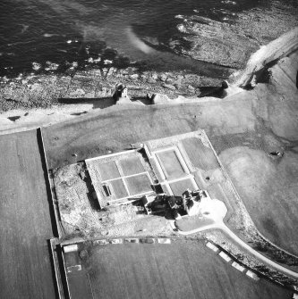 Aerial photograph showing old and new castles and nissen huts
