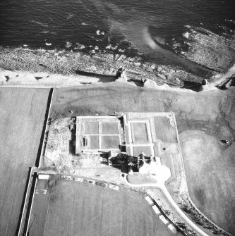 Aerial photograph of old and new castles and nissen huts