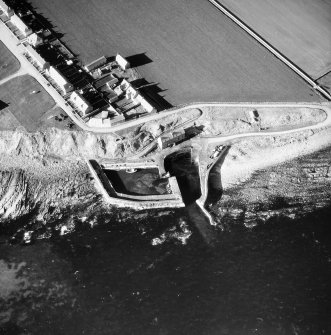 Aerial view of harbour and part of village