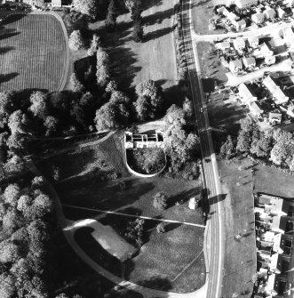 Aerial view showing the stables and dovecot and part of Culloden House