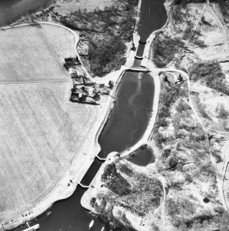 Aerial photograph showing Gairlochy East and West Locks on Caledonian Canal