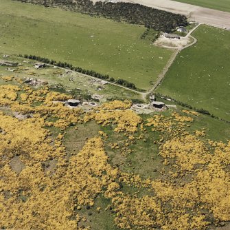 Aerial view of North Sutor coast battery, taken from the SE.  Visible are the First and Second World War gun-emplacements, with part of the accommodation camp..