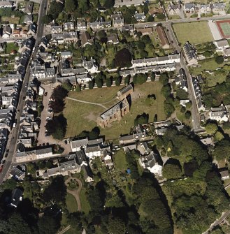 Oblique aerial view of Fortrose centred on the cathedral and court house, taken from the SW.