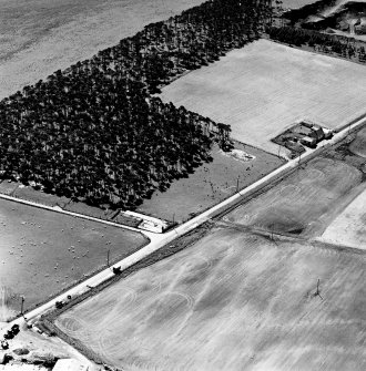 Aerial view of North Sutor coast battery, Second World War hut bases, from the NE.