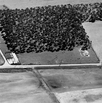 Aerial view of North Sutor coast battery, Second World War hut bases, from the N.