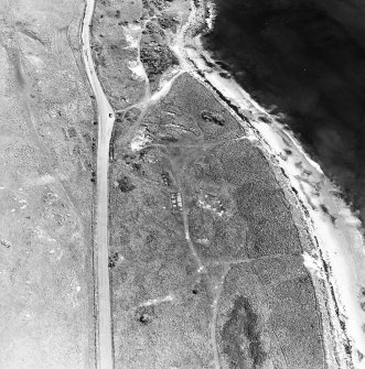 Aerial view of Nigg Second World War coast battery, accommodation camp from the W.