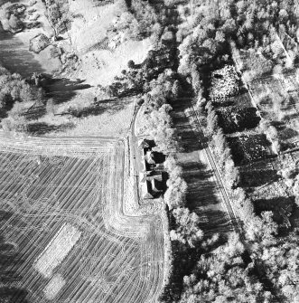 Oblique aerial view centred on the dairy, taken from the ESE.