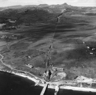 Oblique aerial view showing Suisnish Point, Raasay.
