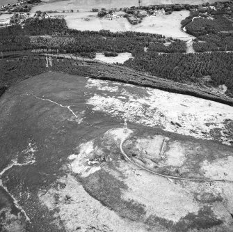 Beinn A Bhragaidh, oblique aerial view, taken from the NW, showing the monument to the first Duke of Sutherland in the centre of the photograph, and the remains of a building immediately to the left.