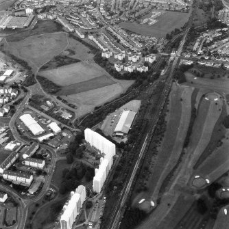 Oblique aerial view of Hailes Park and Kingsknowe Golf Course, Edinburgh.