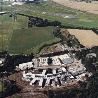 Oblique aerial view centred on the Royal Bank of Scotland headquarters under construction, taken from the S.