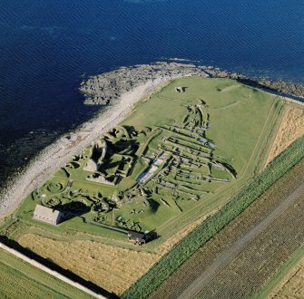 Oblique aerial view of Jarlshof from E.