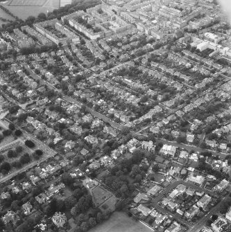 Aerial view including Grange cemetery, Grange Road, Lauder Road, Dick Place, Sciennes seen from the South South West.