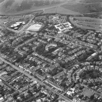 Aerial view including Minto Street, Dalkeith Road, Pollock Halls of Residence seen from the South West.