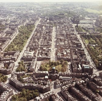 Edinburgh, New Town.
Aerial view of George Street and Calton Hill beyond.